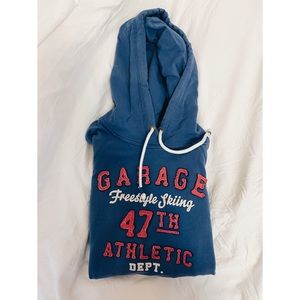 Garage Navy Blue Hoodie with Red Logo